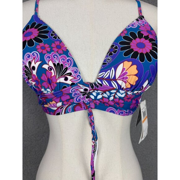 Salt + Cove Juniors' Floral-Print Tie-Back Push Up Bikini Top MultiColor Sm. NWT - Picture 2 of 8